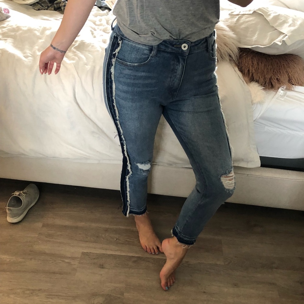 Dolls Kill two toned high waisted jeans